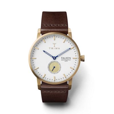 Unisex white 3-hand watch with leather strap